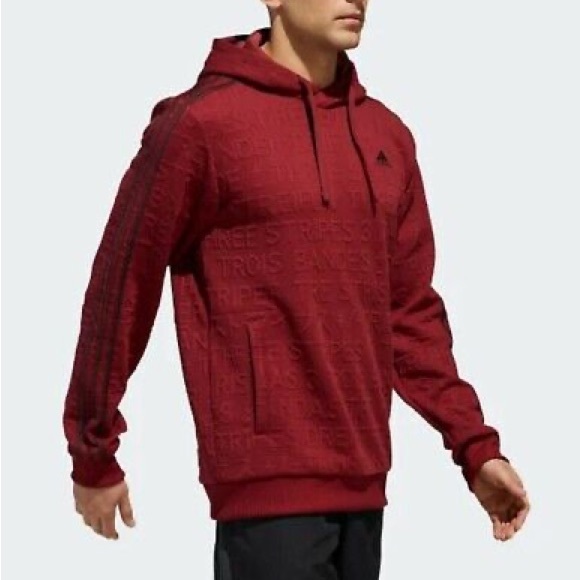 Adidas Men's Typography Tonal-Print Track Hoodie Sweatshirt Brick Red Size XL - Picture 2 of 14
